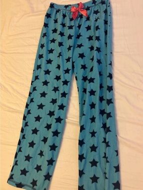 Komar Kids Light Blue Star-Print Pajama Bottoms with Pink Bow